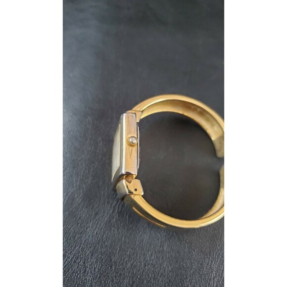 ANYA Hindmarch Gold Tone Square White Face Bangle Quartz Ladies Cuff Watch - Picture 10 of 11